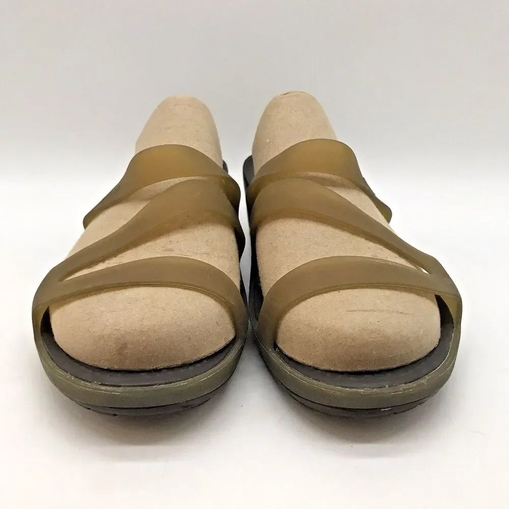Crocs Kadee II Translucent Green Wedge Heels Women's 9 Strappy Sandals
